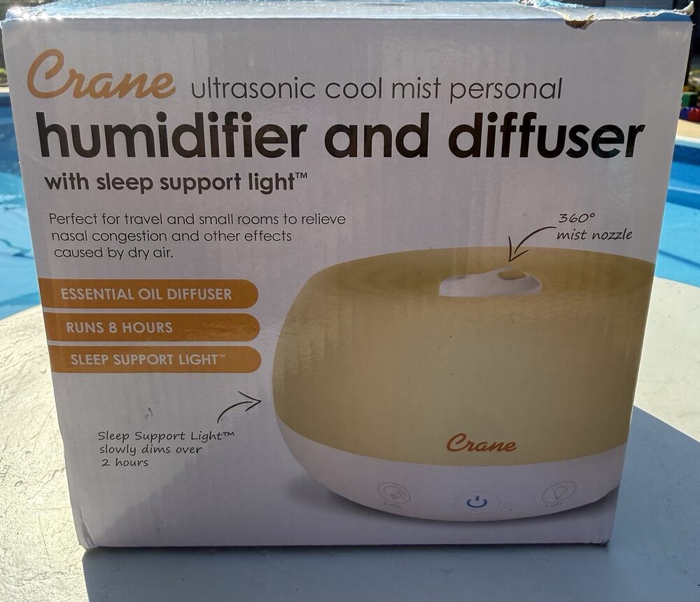 Crane EE-5951AD Ultrasonic Cool Mist Humidifier Diffuser Sleep Light 0.2 Gal